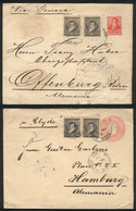 ARGENTINA: Couple Of 5c. Stationery Envelopes, Both Uprated With 32c. To Complete 37c. (the First One With GJ.145 X2, Th - Andere & Zonder Classificatie