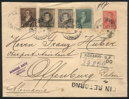 ARGENTINA: 20/NO/1892 Rosario - Germany, 5c. Stationery Envelope + Very Colorful Additional Postage To Complete The 48c. - Autres & Non Classés