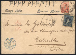 ARGENTINA: RARE DESTINATION: Stationery Envelope Sent From Buenos Aires To INDIA On 4/SE/1894, Franked With 17c., With T - Other & Unclassified