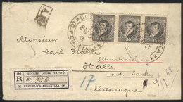 ARGENTINA: 5/JA/1899 Buenos Aires - Portugal - Germany, Registered Cover Franked By GJ.181 In Strip Of 3 (48c.), Sent Fr - Other & Unclassified