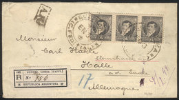 ARGENTINA: 5/JA/1899 Buenos Aires - Portugal - Germany, Registered Cover Franked By GJ.181 In Strip Of 3 (48c.), Sent Fr - Sonstige & Ohne Zuordnung