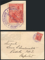 ARGENTINA: Circa 1903, Postcard Used In Buenos Aires Franked With 2c. Seated Liberty, With An Extremely Rare Violet Post - Otros & Sin Clasificación