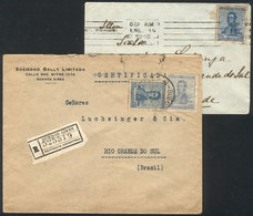 ARGENTINA: 2 Covers Sent To Brazil In 1918 And 1919 Franked With 12c. And 32c. (registered), VF Quality! - Autres & Non Classés