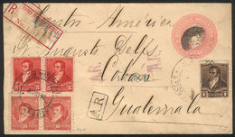 ARGENTINA: RARE DESTINATION: Registered Stationery Envelope With AR Sent From Paraná To GUATEMALA On 31/AU/1897 Franked  - Andere & Zonder Classificatie