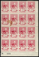 ARGENTINA: 1969, Centenary Of ALLAN KARDEC, Large Block Of 16 Cinderellas, MNH, Most Of Excellent Quality (4 With Defect - Erinofilia