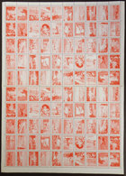 ARGENTINA: COMPLETE SHEET Of 100 Labels Of The National Board Of Tourism, RED COLOR, With 4 Complete Sets Of 25 Cinderel - Erinnophilie