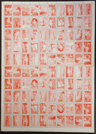 ARGENTINA: COMPLETE SHEET Of 100 Labels Of The National Board Of Tourism, RED COLOR, With 4 Complete Sets Of 25 Cinderel - Erinnofilie