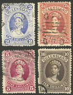 AUSTRALIA: Sc.79/82, 1886 The First 4 Values Of The Set On Thick Paper, The 5s. Value With Minor Defect (small Thin On B - Autres & Non Classés