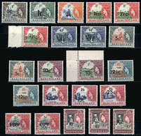 BASUTOLAND: Sc.61/71, 1961 Complete Set Of 22 Overprinted Values, Including All The Overprint Types + Type III Of 2½c. U - Otros & Sin Clasificación