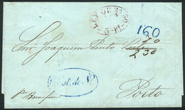 BRAZIL: Entire Letter Dated BAHIA 12/SE/1850, Sent To Porto With Transit Via Lisboa, With Sea Mail Rating Of 160Rs. And  - Andere & Zonder Classificatie