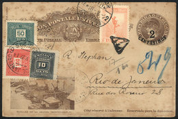 BRAZIL: 2c. Illustrated Postal Card (Customs Docks, Montevideo) Uprated With 2c., Sent From Uruguay To Rio De Janeiro On - Other & Unclassified