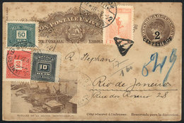 BRAZIL: 2c. Illustrated Postal Card (Customs Docks, Montevideo) Uprated With 2c., Sent From Uruguay To Rio De Janeiro On - Otros & Sin Clasificación