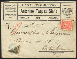 BRAZIL: Cover Franked With 200Rs. And Sent From Tibagy (Parana) To Ponta Grossa On 6/MAY/1925, With Due Mark For 200Rs.  - Altri & Non Classificati