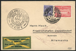 BRAZIL: 24/MAY/1930 Rio De Janeiro - Friedrichshafen, Via ZEPPELIN: Cover Franked By Sc.4CL2 + 500Rs. Definitive, Specia - Other & Unclassified