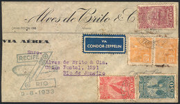 BRAZIL: 9/AU/1933 Recife - Rio De Janeiro, Via ZEPPELIN: Cover With Special Cachet Of The Flight And Arrival Backstamp,  - Autres & Non Classés