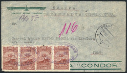 BRAZIL: Airmail Cover Sent From Villa Americana? To Czechoslovakia On 31/JUL/1935, VIA AIR FRANCE, Excellent Quality! - Other & Unclassified