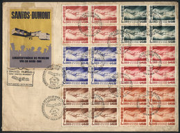 BRAZIL: Cover With The Issue Commemorating The First Flight By Santos Dumont (6 Blocks Of 4) + Special Cinderella, With  - Andere & Zonder Classificatie