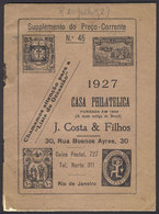 BRAZIL: Price List Of The Stamp Shop Of J. Costa & Filho, Year 1927, Good Condition, Rare! - Autres & Non Classés