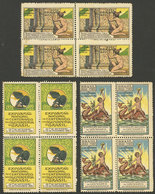 BRAZIL: 3 Old Cinderellas In Blocks Of 4, VF Quality! - Erinofilia