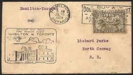CANADA: 15/JUL/1929 First Flight Hamilton - Toronto, With Special Postmark And Arrival Backstamp! - Andere & Zonder Classificatie