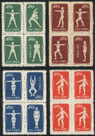 CHINA: Sc.141/144, 1952 Gymnastics, The First 4 Blocks Of 4 Of The Set, Mint Never Hinged, Very Fine Quality! - Other & Unclassified