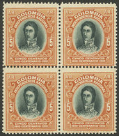 COLOMBIA: Sc.H17, 1917 5c. Superb Mint Block Of 4 (2 MNH), Very Fresh And Attractive! - Colombia