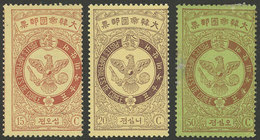 KOREA: Yvert 43/45, 1903 Falcon 15c., 20c. And 50c., Mint, VF Quality! - Korea (...-1945)