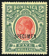 DOMINICA: Sc.54, 1914 5S. With SPECIMEN Ovpt., Mint No Gum, VF Quality! - Dominica (...-1978)