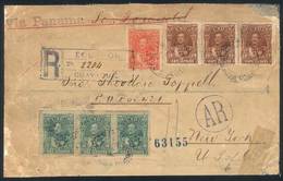 ECUADOR: Front Of Registered Cover With AR, Franked By Sc.25 (5c.) + Strip Of 3 Sc.26 (10c.) + Strip Of 3 Sc.27 (20c.),  - Ecuador