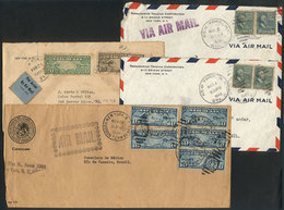 UNITED STATES: 4 Airmail Covers Sent To Brazil Between 1931 And 1940, Varied Postages! - Marcophilie