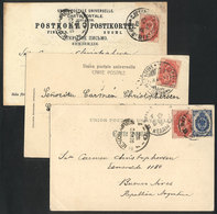 FINLAND: 3 Postcards Sent From HELSINGFORDS To Argentina In 1902, 2 With Russian Postage Of 4k. And 1 With Mixed Postage - Other & Unclassified