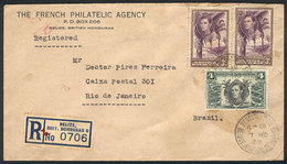 BRITISH HONDURAS: Registered Cover Sent From Belize To Brazil On 7/NO/1939 Franked With 10c., VF Quality, Rare Destinati - Honduras Britannico (...-1970)