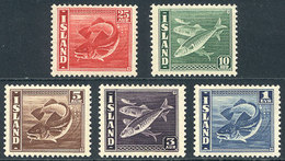 ICELAND: Sc.217a + 218a + 219c + 221b + 224b, 1939/45 The Set Of 5 Values With Perforation 14 X 13½, Mint, Very Fine Qua - Other & Unclassified