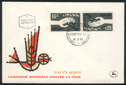 ISRAEL: Year 1963, Fight Against Hunger, Tete-beche Pair On FDC Cover, Excellent Quality! - Autres & Non Classés