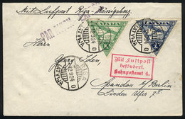 LATVIA: Airmail Cover Sent From Riga To Spandau (Germany) On 12/SE/1924 Franked With Sc.C1/C2, Excellent Quality! - Letonia