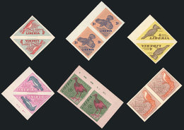 LIBERIA: Sc.341/346, 1953 Birds, Cmpl. Set Of 6 Values In IMPERFORATE PAIRS, MNH, Excellent Quality! - Liberia