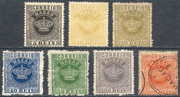 MACAU: Sc.1a + Other Values, 1884/5 7 Values Of The Set (incl. Perforations 13½ And 12½), Most Unused And Without Gum, F - Autres & Non Classés