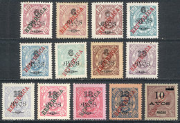 MACAU: Sc.171/182, 1913 Cmpl. Set Of 12 Values With "REPUBLICA" Overprint, Mint No Gum (as Issued), VF Quality, Catalog  - Autres & Non Classés