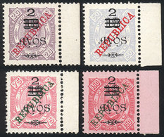 MACAU: Sc.183/186, 1913 Cmpl. Set Of 4 Overprinted Values, Mint No Gum (as Issued), With Sheet Margin, VF Quality! - Autres & Non Classés