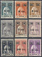 MACAU: Sc.259/263, 1931/3 Cmpl. Set Of 9 Overprinted Values, Mint Original Gum, VF Quality, Catalog Value US$253. - Otros & Sin Clasificación