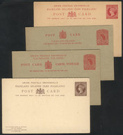 FALKLAND ISLANDS/MALVINAS: 4 Old Postal Stationeries, 2 Double (cards With Paid Reply), Excellent Quality! - Falkland
