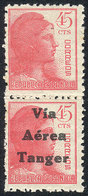 SPANISH MOROCCO: Spain Pair Of 45c., One Overprinted "Vía Aérea Tanger", Very Fine Quality!" - Spanisch-Marokko