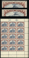 MEXICO: Sc.649 + 649a, 1923 1P. Naciones Theater, Beautiful Block Of 15 (right Part Of The Sheet), 12 Stamps Are Type I  - Mexique