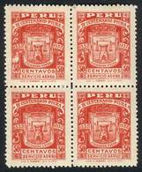 PERU: Yvert 3, 1932 Piura 400th Anniv., Mint Never Hinged BLOCK OF 4 (one Example Lightly Hinged), Very Fine Quality, On - Perú