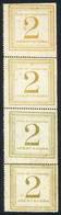 PERU: Sc.Q2, 1897 2c., Rare Unused Vertical Strip Of 4, The 2 Top Stamps In Yellow, And The Bottom Stamps In Olive Green - Peru