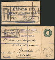 POLAND: British Stationery Envelope For Registered Letter, Without Polish Postage, Sent From GLOWNA To Switzerland On 13 - Sonstige & Ohne Zuordnung