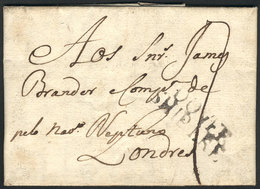 PORTUGAL: Entire Letter Dated Lisboa 6/FE/1774, Sent To London Via Steamship "Neptuno", With Black English Mark "DOVER S - Otros & Sin Clasificación