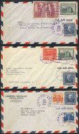 EL SALVADOR: 3 Covers Sent To Argentina In 1946, Nice Postages, Very Fine Quality! - Salvador