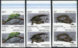 SENEGAL: Yv.894/7 (without 895), 1991 Fauna, 3 Values Of The Set Of 4, IMPERFORATE PAIRS, VF Quality! - Sénégal (1960-...)