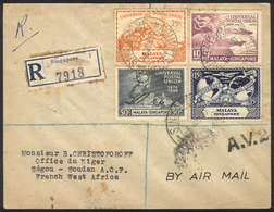 SINGAPORE: Registered Cover Sent To Sudan On 6/JUL/1950, Franked With The 4 Values Of The UPU Anniversary Issue, With Ma - Singapore (...-1959)